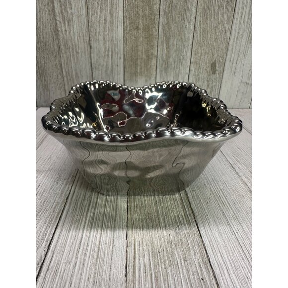 Pampa Bay Verona Square Salad Serving Bowl Medium Silver 4.5''x4.5'' - Picture 2 of 9